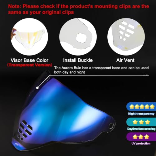 Image of PSLER Shatterproof Helmet Visor for Icon Airflite IC-06,Transparent Blue