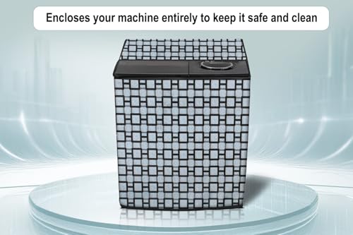 Image of Stylista PVC Washing Machine Cover Compatible for GODREJ 8KG Semi-Automatic Top Loading WS 800 PDS, Lattice Pattern Grey