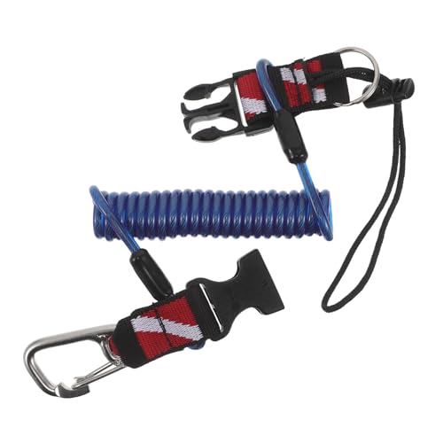 Longe de plongée rétractable bleue GARVALON avec câble acier et clip de sécurité
