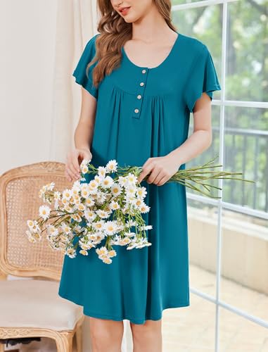 Image of Ekouaer House Dress for Women with Pockets Short Sleeve Moo Moos Plus Size Nightgowns Floral Print Mumu Dresses