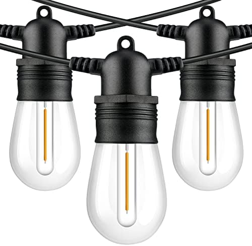 Jerritte 30ft Outdoor String Lights, LED String Lights 10 Bulbs, Upgrade 2700K Warm White Light Ambience Patio Lights for Outside