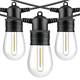 Jerritte 30ft Outdoor String Lights, LED String Lights 10 Bulbs, Upgrade 2700K Warm White Light Ambi