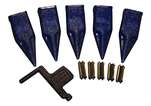 Image of H&L Tooth Company Forged in The USA 230T9 Single Tiger Backhoe Bucket Teeth + 23FP Flexpins (5-Pack) for Deere, Case, JBC, and More. + Free Remover Tool | 23 | 230 | Made in The USA