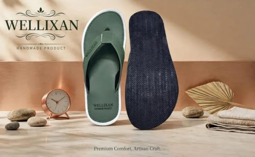 Image of Faux Leather Flip Flops Slipper | Light weight EVA | Anti-Slip Comfortable Thong Slippers | Soft Cushioned Footbed | Durable Casual Daily Wear Slipper | (Size 6-10)