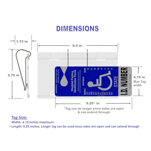VisorTag® Horizontal by JL Safety -Handicapped Placard Cover and Holder. Easily Display & Swing Away Your Disabled Parking Placard. Best Handicap Parking Tag Holder Available. Patented & Made in USA