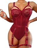 Avidlove Red Costumes for Women Naughty Bondage Lingerie Burgundy Teddy Lingerie Womens Lingerie Underwear Lingerie Teddy Lingerie Underwear （Burgundy，L）