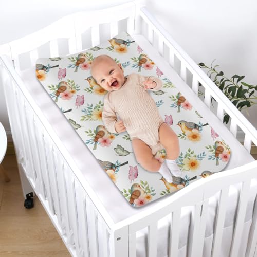 Watercolor Birds Boho Floral Baby Changing Pad Covers for Baby Boy Girl