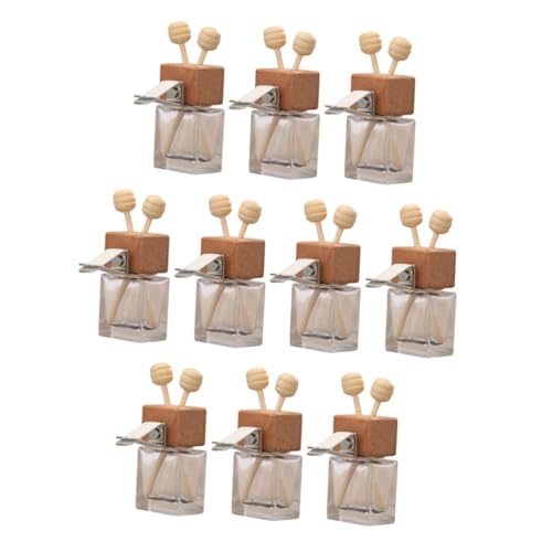 CHICAMPERA 10個 車載用エッセンシャルオイルディフューザーボトル 木製転蓋付き ガラス香水瓶 車内芳香剤 小型コンパクト収納用