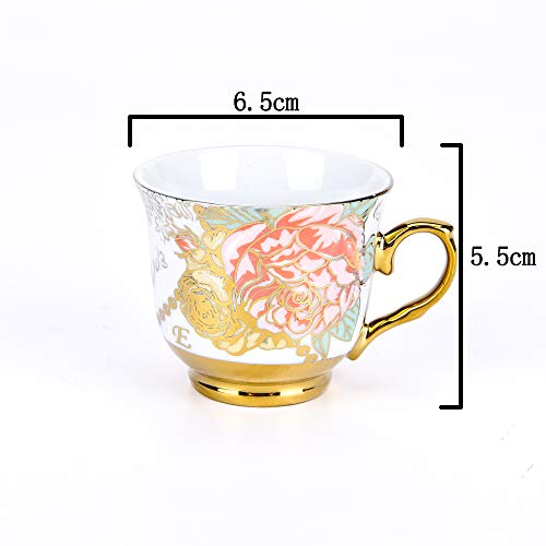 Dagibaycn 20 Piece European Ceramic Tea Set Coffee Set Porcelain Tea Setwith Metal Holder,Flower Tea Set Red Rose Painting,160Ml/Cup,460Ml/Pot (Large Version). #TOP2