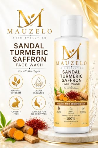 Image of Sandal Turmeric Saffron Face Wash for Men & Women | Deep Cleansing Skin Brightening Face Cleanser | Removes Tan, Dirt & Excess Oil | Natural Botanical Extracts | All Skin Types | 100ml