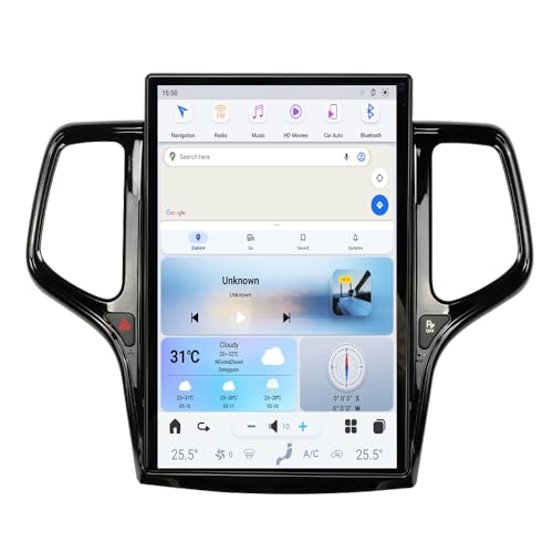 14.4 Inch 8+128GB Tesla Screen Android 13 Car Radio Head Unit for Jeep Grand Cherokee Multimedia Stereo Wireless Carplay, GPS Navigation, OEM Functions (Year 2014-2023, Black)