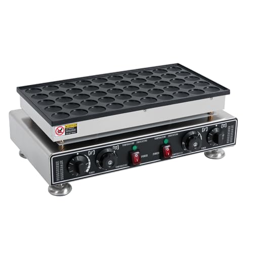 110V Mini Dutch Pancake Baker Maker - 50PCS, 1800W Commercial Electric Nonstick Waffle Maker perfect, Adjustable Thermostats & Timers,for Home and Restaurants