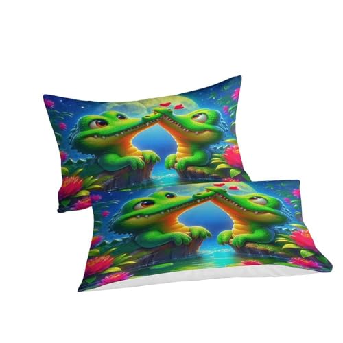 Housse de couette crocodile 3D en microfibre 200x200 cm avec taies