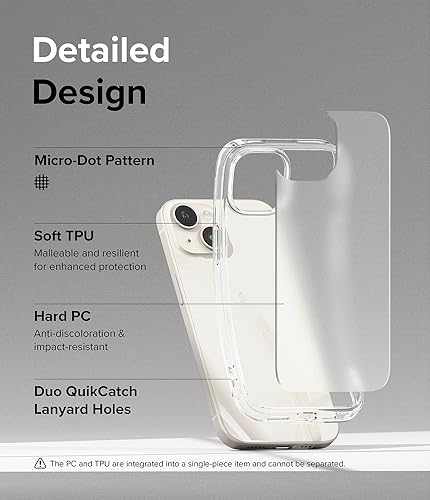 Image of Ringke Fusion Matte Compatible with iPhone 15 Case Cover Anti Fingerprint Hard Back Soft Flexible TPU Bumper Scratch Resistant Natural Form iPhone 15 Back Cover - Matte Clear