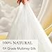 YOUR MOON Luxurious Summer/Spring Lightweight Mulberry Silk Comforter Queen Size,100% Natural Long Strand Silk Fill Duvet Blankets, Luxury Bedding Summer, Noiseless Cotton Shell (White)