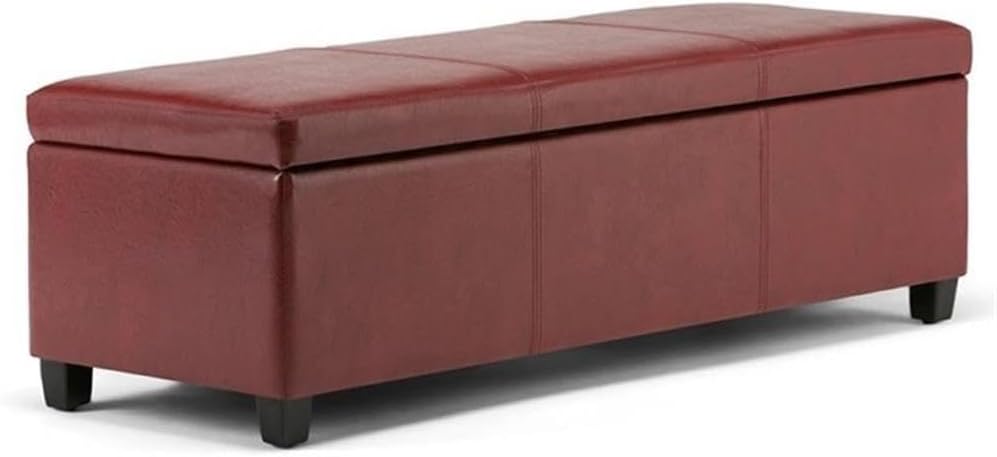 Pemberly Row 48" Wide Faux Leather Storage Ottoman with Lift Top, Upholstered Living Room Footrest, Bed End Bench for Bedroom with Hidden Space for Blankets