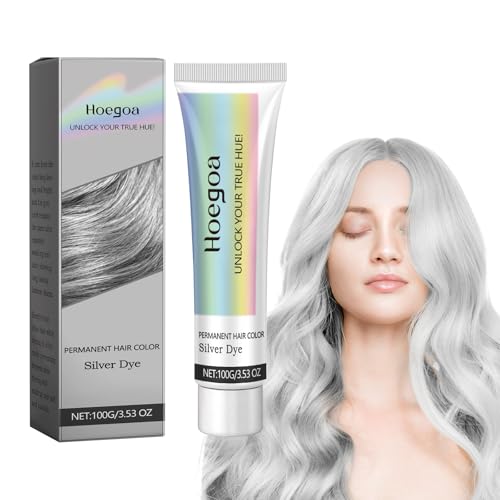 Tinte para El Cabello Gris,Crema Color Gris Plateado Hidratante,Crema Colorante Natural Para El Cabello Gris Plateado Apto para Todo Tipo Cabellos,Crema Tinte Para Cabello Natural Gris Plateado