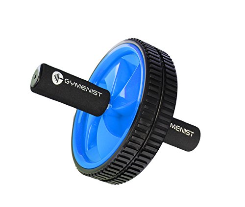 GYMENIST Abdominal Exercise Ab Wheel Roller with Foam Handles, Great Grip, Double Wheels, Top Professional Quality (Blue)