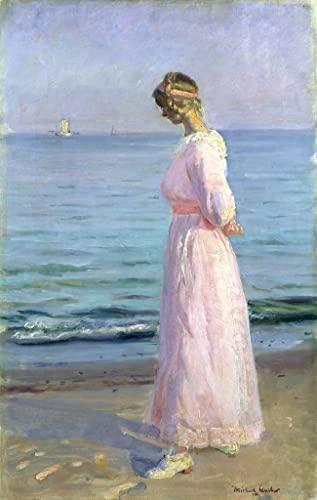 Affiche Toile Fille en robe rose grand format pour decoration salon