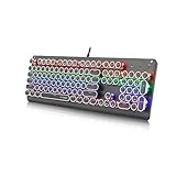 E-YOOSO K600 Retro Mechanical Gaming Keyboard 104 Key, LED Backlit Keyboard Blue Switches(Retro)