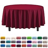 Exquisite 12-Pack Premium Plastic 84-Inch Round Tablecloth, Burgundy