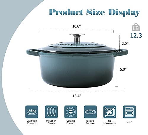 Edging Casting Enameled Cast Iron Covered 5.5 Quart Dutch Oven With Dual Handle, Slateblue #TOP1