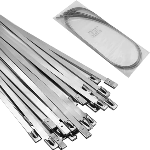 Long Metal Zip Ties Heavy Duty Outdoor, Premium 36 inch Metal Zip Ties 304 Stainless Steel Multi-purpose Self-locking Large Cable Ties, 20 PCS