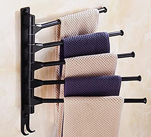 Toallero giratorio para toallas, toallero de aluminio espacial, barra de toalla de baño, organizador de toallero montado en la pared, accesorios toallero de baño (cinco rieles)