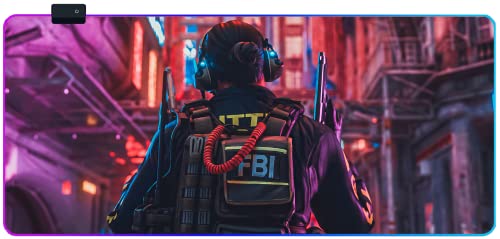 RGB Gaming Mouse Pads for CSGO,AWP Gungnir,XXL Large Mouse Mat with 14 Lighting Modes,Anti-Slip Rubber Base,Computer Mouse Pad for Gaming,Office,Home,300x800 