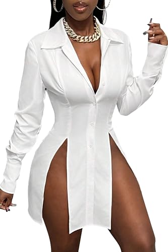 KWSTAIN White Shirt Dress Women Button Up Summer Casual Sexy