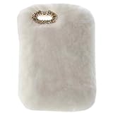 Case for iPad mini 12345,Handmade Diamond Bunny Fuzzy Luxury Bling Fluffy Winter Warm Furry Soft Rabbit Fur Hair Plush Cover Case for iPad mini/Mini 2/Mini 3/Mini 4/Mini 5 7.9' (White)