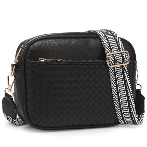 Image of Crossbody Bags for Women Vegan Leather Small Purses with Detachable Coin Pouch Adjustable Guitar Wide Strap