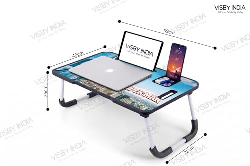 Image of Smart Multipurpose Foldable Laptop Table with Cup Holder, Study Table, Bed Table, Foldable and Portable /Ergonomic & Rounded Edges /Lifetime Non-Slip Legs (Spiderman-New)