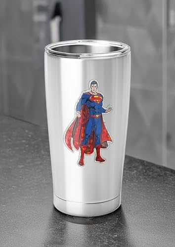 Image of Elektroplate Superman Man of Steel Reflective Car Decal Red 4.2 inch | Officially Licensed DC Comics - Weatherproof Automotive Grade Sticker for Water Bottle, Laptop & More - Made in the USA