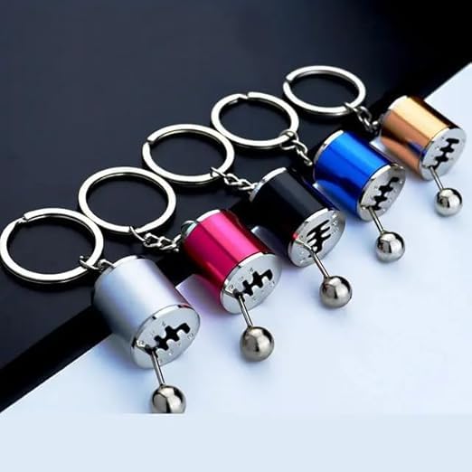 Image of Metal Gear Box Keychain with Movable Knob, Chrome-Plated Alloy, for Car Lovers (Random 1 Color Will Be Send)