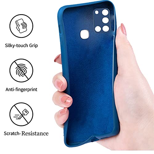 Image of A rtistque Liquid TPU Silicone Matte Shockproof Flexible with Camera Protection Soft Back Cover Case for Samsung Galaxy A21s - Blue