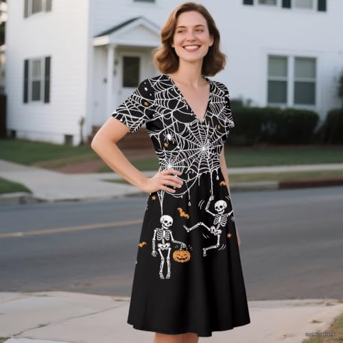 Image of Women's Summer Dresses Short Sleeve Formal Dresses with Pockets | Lightweight polyester fabric delivers cool airflow during hot summer outdoor activities
