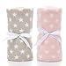 LeerKing Couverture Bebe Plaid Bebe Fille Couverture Enfant Polaire Petit Plaid Bébé lot de 2 Douce Gris & Rose 75 * 100CM