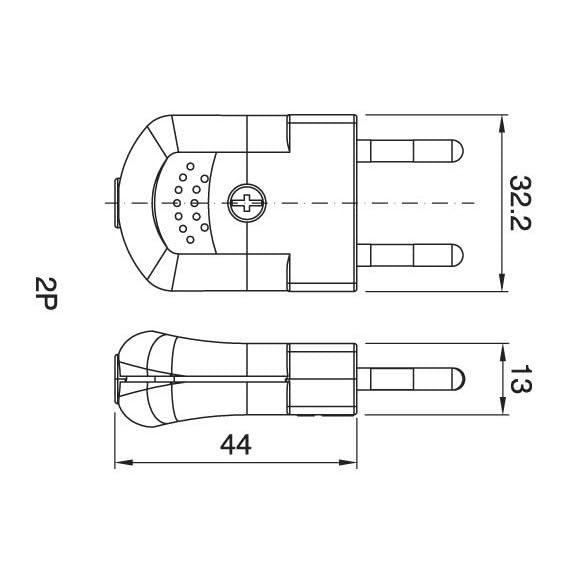 Fiche Électrique Mâle Plate 10A Compatible Câbles 2x0,75mm2 à 2x1mm2