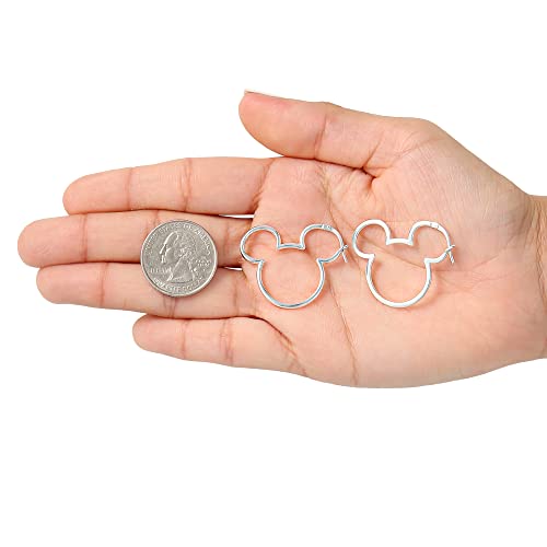 Disney Womens Mickey Mouse Outline Hoop Earrings - Mickey Mouse Earrings - Disney Sterling Silver Hoop Earrings #TOP5