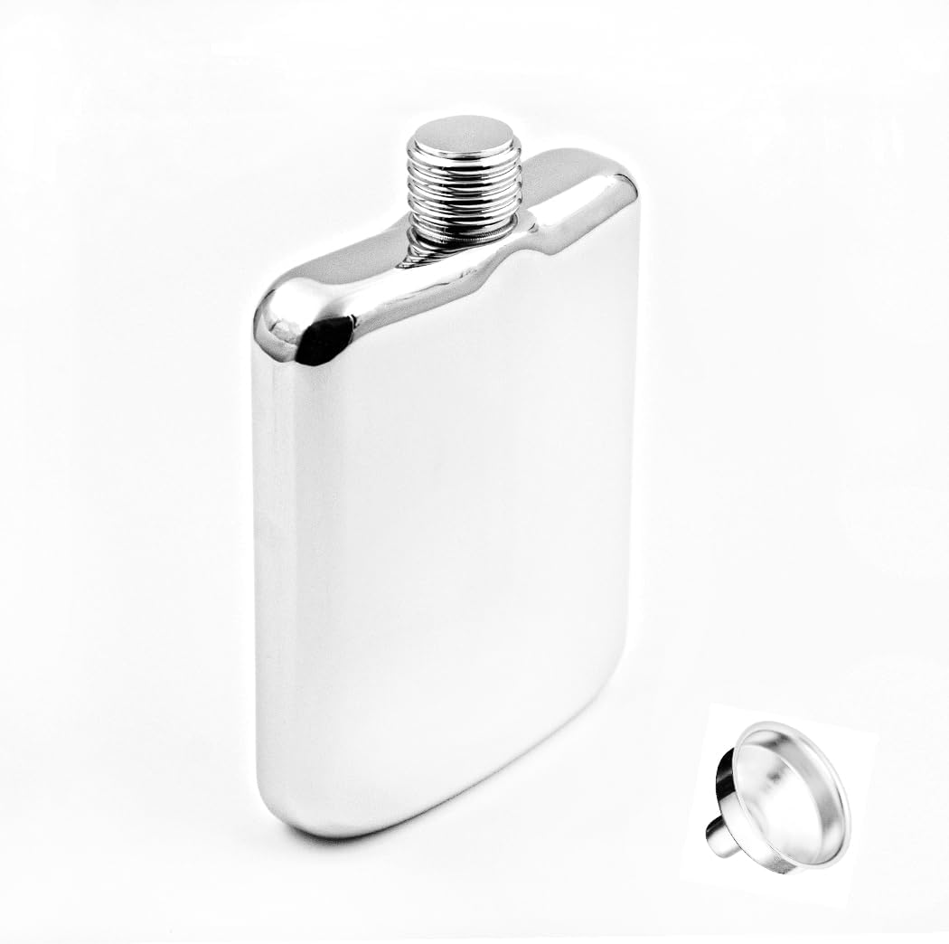 6oz Hip Flask Square Shape 18/8 Stainless Steel Mirror Finished with a Funnel-YM116