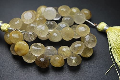 Quartz rutilé doré naturel perles briolettes oignons facettées 6 7 8 9mm fil 7" LKBEADS