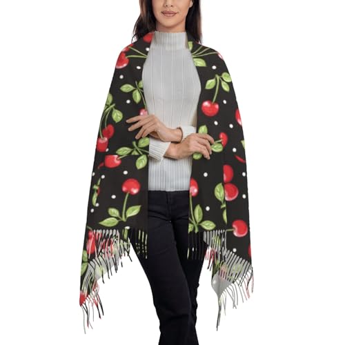 Sweet Red Cherry Women's Scarf Pashmina Shawls and Wraps for Evening Dress Wedding Long Warm Scarves