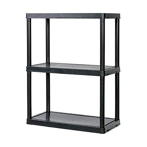Gracious Living 3 Shelf Fixed Height Solid Light Duty Storage Unit 12 X 24 X 33 Organizer System For Home, Garage, Basement, And Laundry, Black #TOP9