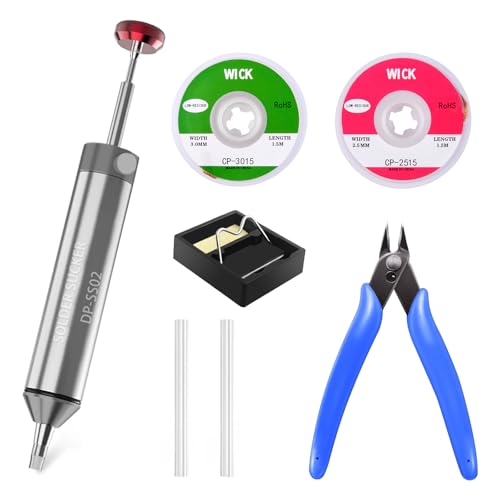 Owootecc Solder Sucker Desoldering Pump High Temperature Resistance Flexible Silicone Durable Foldable High Quality Aluminum Housing Strong Suction