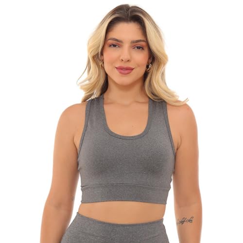Top Feminino Academia Costas Nadador com Compressão Suplex (Cinza, GG 44)