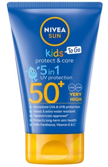 NIVEA Kids Protect & Care 5-in-1 Lotion 50ml/1.69 oz, SUN Gentle Daily Skin Protect Lotion for Children, Lightweight Fast-Absorbing Formula, Travel Size Care Product for Outdoor Use