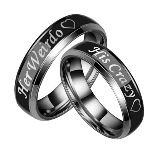 Bague couple acier inoxydable noir alliance gravée humour amoureux