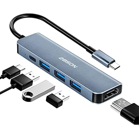 2BSON USB C Hub, USB C Adapter 5 in 1 with PD 100W, 4K HDMI, 1 USB-A 3.0, 2 USB-C 2.0, Docking Station USB C Compatible with MacBook, Dell, Surface Cover