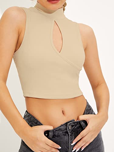 Image of Shasmi Women's & Girl's Black and Maroon Solid Ribbed High Neck Stand Collar Sleeveless Slim Fit Cut Out Tank Tops (Top 43)